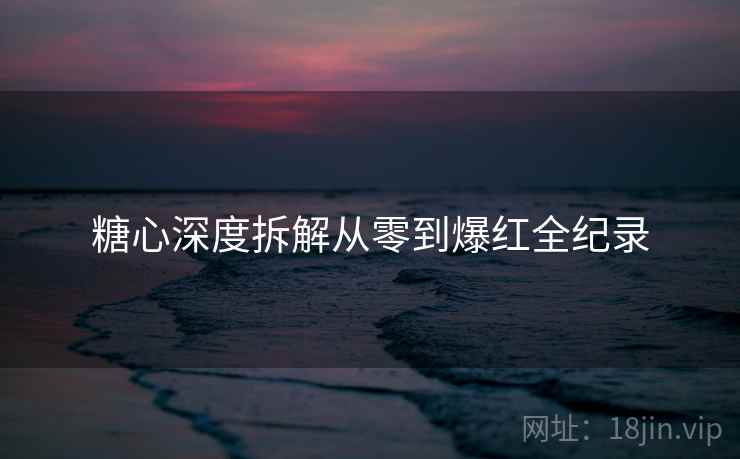 糖心深度拆解从零到爆红全纪录